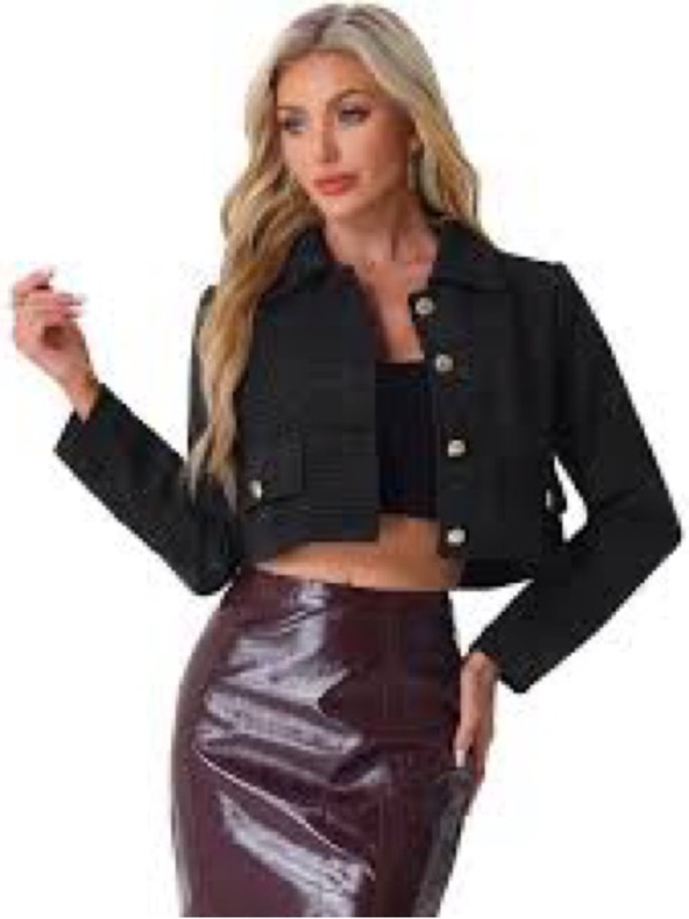 Babaton Black Cropped Button Jacket
